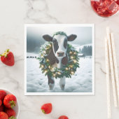 Weihnachtskühe mit einem Kranz Serviette (Beispiel)