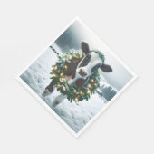 Weihnachtskühe mit einem Kranz Serviette (Ecke)