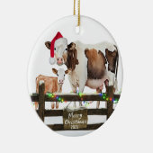 Weihnachtskühe mit Hut Keramik Ornament (Rechts)