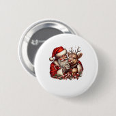 Weihnachtskühe mit Santa Scottish Vintag Button (Vorne & Hinten)