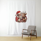 Weihnachtskühe mit Santa Scottish Vintag Wandteppich (Beispiel)