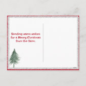 Weihnachtskühe mit Weihnachtsmannmütze Feiertagspostkarte (Rückseite)