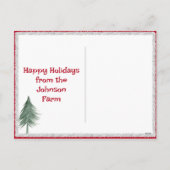 Weihnachtskühe mit Weihnachtsmannmütze Feiertagspostkarte (Rückseite)