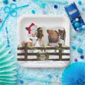Weihnachtskühe mit Weihnachtsmannmütze Pappteller (Party)