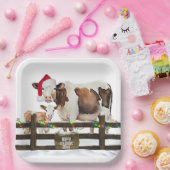 Weihnachtskühe mit Weihnachtsmannmütze Pappteller (Party)