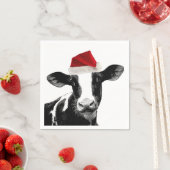 Weihnachtskühe mit Weihnachtsmannmütze Serviette (Beispiel)