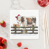Weihnachtskühe mit Weihnachtsmannmütze Serviette (Beispiel)