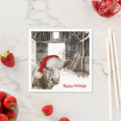 Weihnachtskühe mit Weihnachtsmannmütze Serviette (Beispiel)