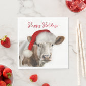 Weihnachtskühe mit Weihnachtsmannmütze Serviette (Beispiel)