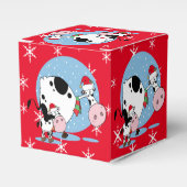 Weihnachtskühe mit Weihnachtsmannmützen Geschenkschachtel (Vorderseite)