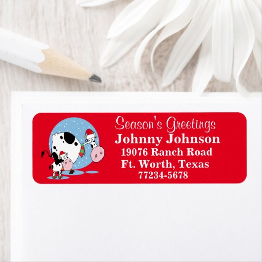 Weihnachtskühe mit Weihnachtsmannmützen Rücksendea (Insitu)