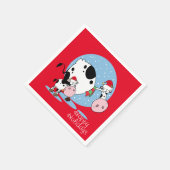 Weihnachtskühe mit Weihnachtsmannmützen Serviette (Ecke)