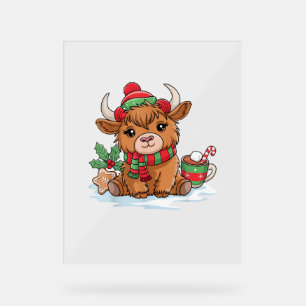 Weihnachtskühe Niedlich Heifer Kuh Weihnachtsmannm Acrylschild
