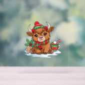 Weihnachtskühe Niedlich Heifer Kuh Weihnachtsmannm Acrylschild (Neutral)