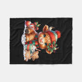 Weihnachtskühe Niedlich Heifer Kuh Weihnachtsmannm Fleecedecke (Vorderseite (Horizontal))
