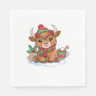Weihnachtskühe Niedlich Heifer Kuh Weihnachtsmannm Serviette