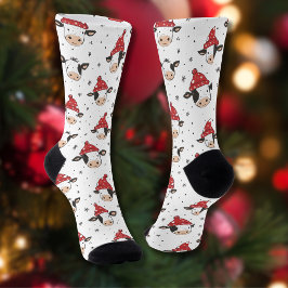 Weihnachtskühe Santa Niedlich Rot Schwarz und Weiß Socken