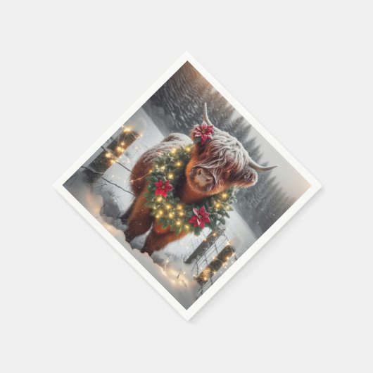 Weihnachtskühe Serviette (Ecke)