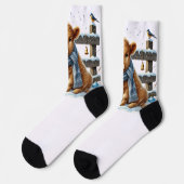 Weihnachtskühe Socken (Linkes Detail)