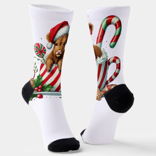 Weihnachtskühe Socken (Gewinkelt)