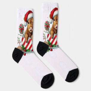 Weihnachtskühe Socken