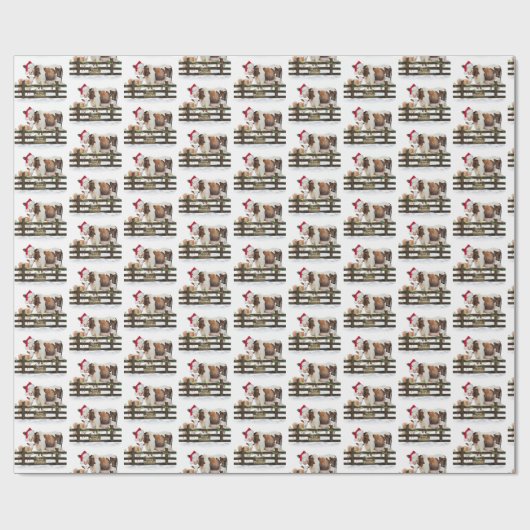 Weihnachtskühe und Kalb im Schnee Geschenkpapier (Flach)