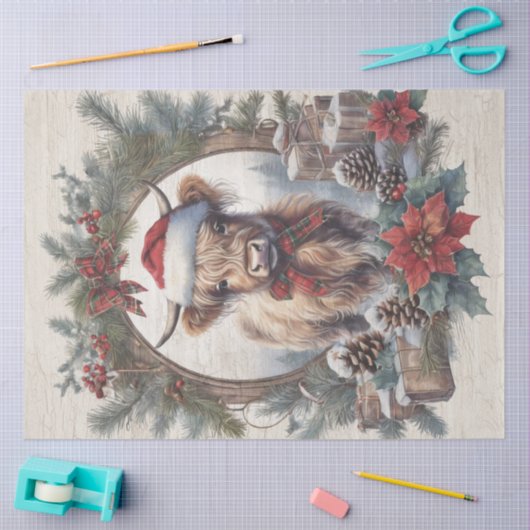 Weihnachtskühe Vintager Kranz-Dekoupage Seidenpapier (Basteln)