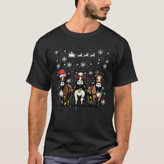 Weihnachtskühe Weihnachten Niedlich Weihnachten He T-Shirt (Vorderseite)