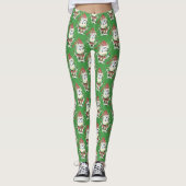 Weihnachtskuhmuster grüne Leggings (Vorderseite)
