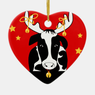Weihnachtskuhschmuck Keramikornament