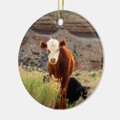 Weihnachtskuhverzierung Keramikornament (Links)