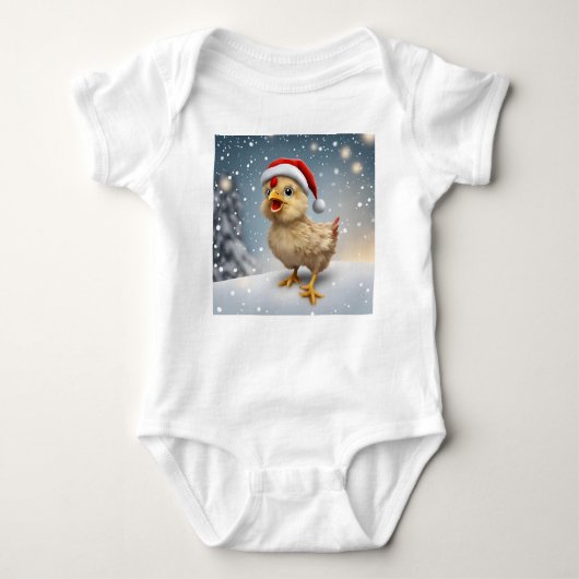 Weihnachtsküken, Feiertagskind, Weihnachtsmannmütz Baby Strampler (Vorderseite)