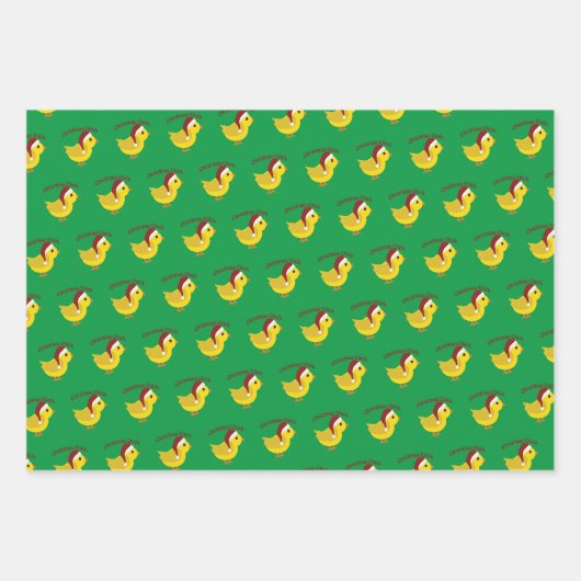 Weihnachtsküken Geschenkpapier Set (Vorderseite)