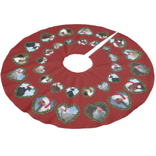 Weihnachtsküken in Herzkränzen Polyester Weihnachtsbaumdecke (Schrägansicht)