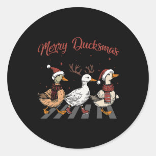 Weihnachtsküken Merry Ducksmas Funny Animals Holid Runder Aufkleber