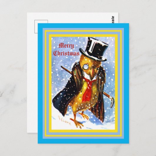Weihnachtsküken mit Top Hat, Monocle, Cane Postcar Postkarte (Vorne/Hinten)