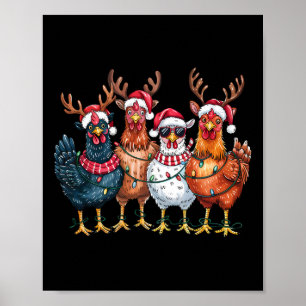 Weihnachtsküken Rentier-Hof-Tiere Xmas Lichter Poster