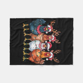 Weihnachtsküken Rentierhof Tiere Xmas Lichter Fleecedecke (Vorderseite (Horizontal))
