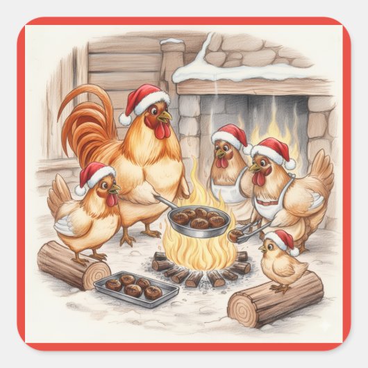 Weihnachtsküken rösten Kastanien, Aufkleber (Vorderseite)