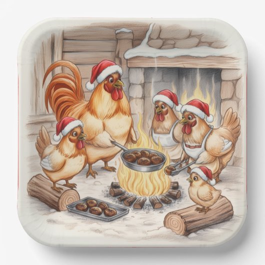 Weihnachtsküken rösten Kastanien, Teller (Vorderseite)