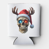 Weihnachtskull mit Weihnachtsmannmütze und Antlers Dosenkühler (Vorderseite)