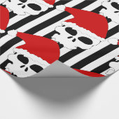 Weihnachtskull-Weihnachtsmannmütze auf Schwarzweiß Geschenkpapier (Ecke)