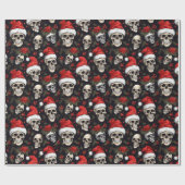 Weihnachtskull Weihnachtsmannmütze Gothic Muster Geschenkpapier (Flach)