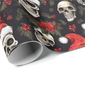 Weihnachtskull Weihnachtsmannmütze Gothic Muster Geschenkpapier (Rolleneckpunkt)