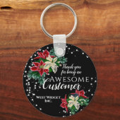 Weihnachtskunde Vielen Dank an Floral Black Schlüs Schlüsselanhänger (Vorderseite)