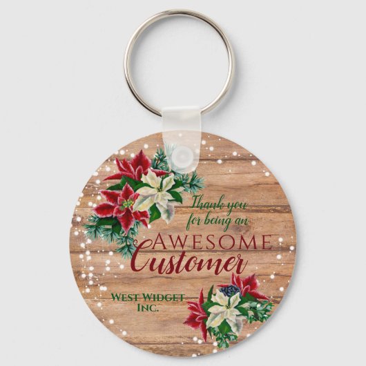 Weihnachtskunde Vielen Dank, Herr Floral Rustic Schlüsselanhänger (Vorderseite)