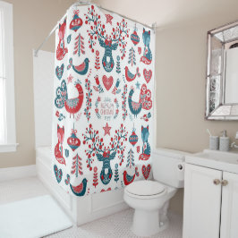 Weihnachtskunst der roten Marine Duschvorhang