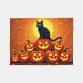 Weihnachtskunst mit Katze und Vollmond Fleecedecke (Vorderseite (Horizontal))