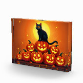 Weihnachtskunst mit Katze und Vollmond Fotoblock (Rechts)