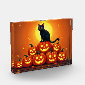 Weihnachtskunst mit Katze und Vollmond Fotoblock (Links)